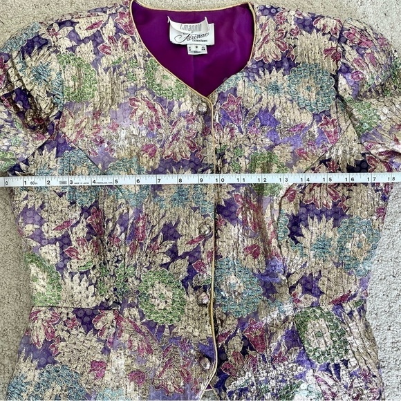 Vintage I. Magnin Farinae Collections Floral All Over Sequence Jacket Size 6 - Picture 7 of 11